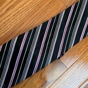 Van Heusen Accessories - VanHuesen Men’s Black and Purple Stripe Tie Van Heusen Accessories - VanHuesen Men’s Black and Purple Stripe Tie